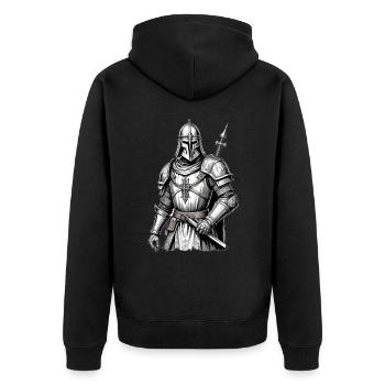 Ritter, Tempelritter, Mittelalter - Unisex Premium Bio Zip Hoodie - Schwarz - Hinten - Nico (187cm)