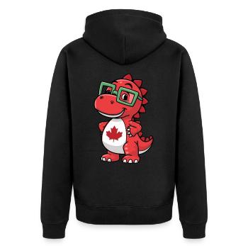 Niedlicher kanadischer Dinosaurier mit Brille für - Unisex Premium Bio Zip Hoodie - Schwarz - Hinten - Nico (187cm)