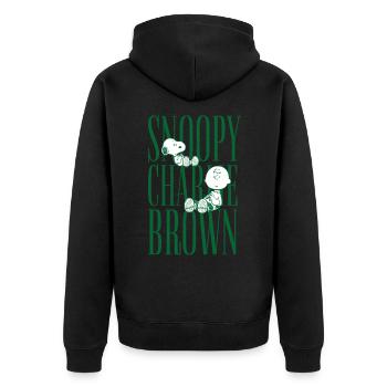 Peanuts Design With Snoopy And Charlie Brown - Unisex Premium Organic Zip Hoodie - black - Back - Nico (187cm)