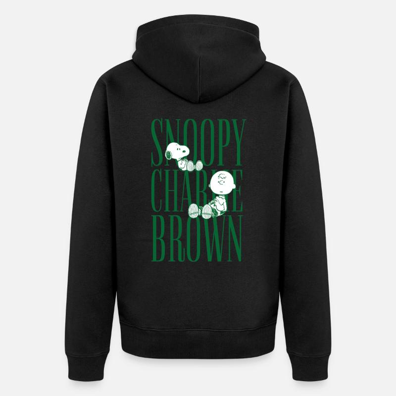 Peantus Design con Snoopy e Charlie Braun - Felpa con cappuccio ecologica premium unisex - nero