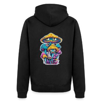 Zauberpilze - Unisex Premium Bio Zip Hoodie - Schwarz - Hinten - Nico (187cm)