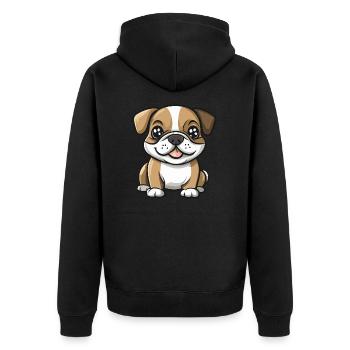 Bouledogue Chien Mignon - Veste à capuche bio Premium Unisexe - noir - Dos - Nico (187cm)