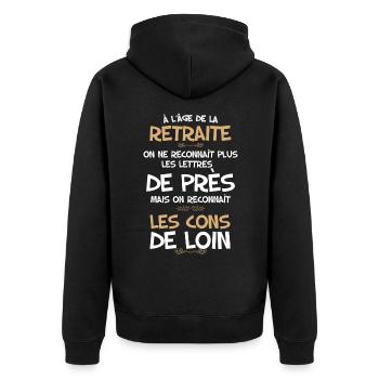La retraite citation humour pour rire - Veste à capuche bio Premium Unisexe - noir - Dos - Nico (187cm)