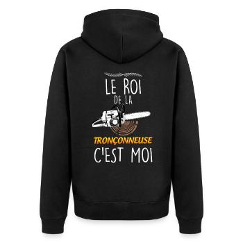 Tronçonneuse cadeau humour fôret - Veste à capuche bio Premium Unisexe - noir - Dos - Nico (187cm)
