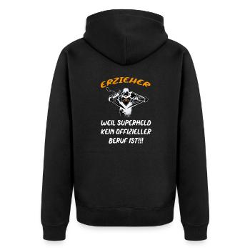 Erzieher - Unisex Premium Bio Zip Hoodie - Schwarz - Hinten - Nico (187cm)