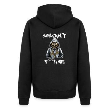 Eule - Unisex Premium Bio Zip Hoodie - Schwarz - Hinten - Nico (187cm)