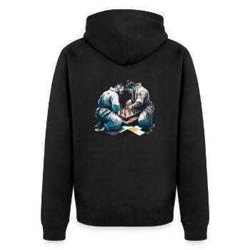 BJJ Jiu-Jitsu motif chess - Unisex Premium Organic Zip Hoodie - black - Back - Nico (187cm)