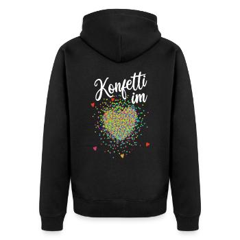 Konfetti im Herz, Fasching, Karneval, Verkleidung - Unisex Premium Bio Zip Hoodie - Schwarz - Hinten - Nico (187cm)