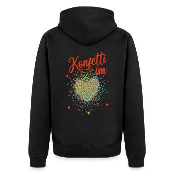 Konfetti im Herz, Fasching, Karneval, Verkleidung - Unisex Premium Bio Zip Hoodie - Schwarz - Hinten - Nico (187cm)