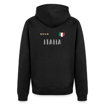 Italien Fußball Trikot mit Herz - Unisex Premium Bio Zip Hoodie - Schwarz - Hinten - Nico (187cm)