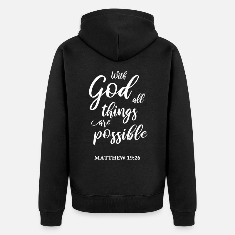 Citation biblique chrétienne - Veste à capuche bio Premium Unisexe - noir