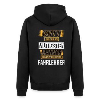 Fahrlehrer, einer der mutigsten Männer der Welt - Unisex Premium Bio Zip Hoodie - Schwarz - Hinten - Nico (187cm)