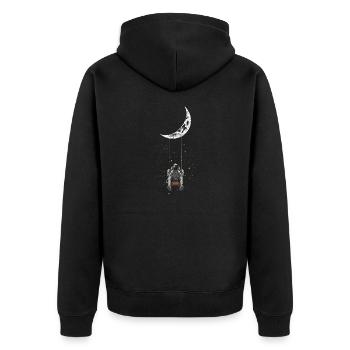 Moon Swing, Space Travel, Space Travel Gifts - Unisex Premium Organic Zip Hoodie - black - Back - Nico (187cm)