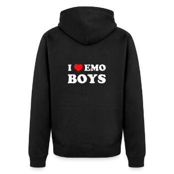 Ich liebe Emo Boys - Unisex Premium Bio Zip Hoodie - Schwarz - Hinten - Nico (187cm)
