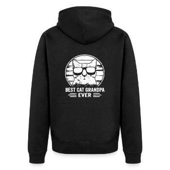 Best Cat Grandpa Ever idea, Cat with Sunglasses - Unisex Premium Organic Zip Hoodie - black - Back - Nico (187cm)