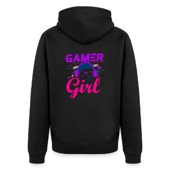 Gamer Girl Cute Gaming idea for Girls Gamers Video - Unisex Premium Organic Zip Hoodie - black - Back - Nico (187cm)
