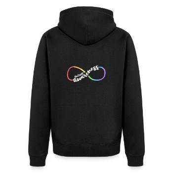 Autismus-Bewusstsein Autistische Akzeptanz Regenbogen - Unisex Premium Bio Zip Hoodie - Schwarz - Hinten - Nico (187cm)