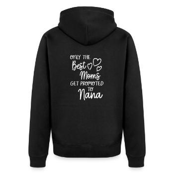 Die besten Mütter werden zur Nana befördert - Unisex Premium Bio Zip Hoodie - Schwarz - Hinten - Nico (187cm)