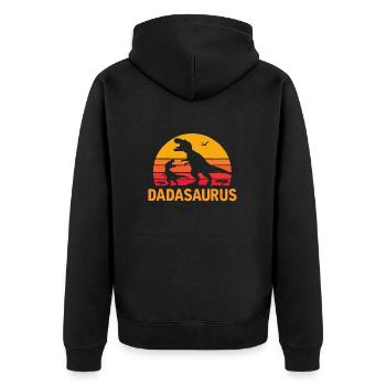 Retro Dadasaurus Dinosaur Funny Father's Day Dad - Unisex Premium Organic Zip Hoodie - black - Back - Nico (187cm)