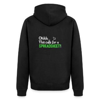 oh, das verlangt nach einer Tabellenkalkulation - Unisex Premium Bio Zip Hoodie - Schwarz - Hinten - Nico (187cm)