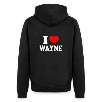 Wayne - Ich Herz Wayne - Ich liebe Wayne - Unisex Premium Bio Zip Hoodie - Schwarz - Hinten - Nico (187cm)