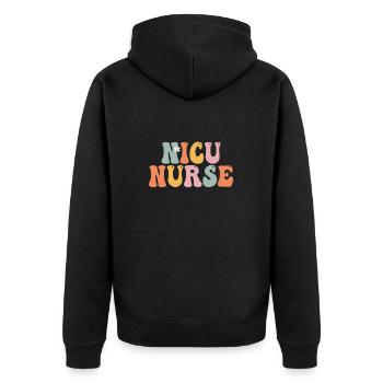 Nicu Nurse Week Groovy Appreciation Day - Unisex Premium Bio Zip Hoodie - Schwarz - Hinten - Nico (187cm)
