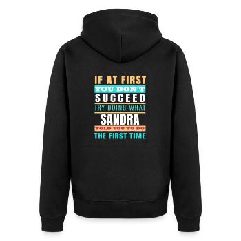 SANDRA Personalized Name - SANDRA First Name - Unisex Premium Organic Zip Hoodie - black - Back - Nico (187cm)