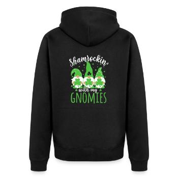 Shamrockin' With My Gnomies St Patrick's Day - Unisex Premium Organic Zip Hoodie - black - Back - Nico (187cm)