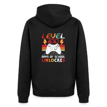 100th Day Video Gamer 100 Days of School Unlocked - Unisex Premium Organic Zip Hoodie - black - Back - Nico (187cm)