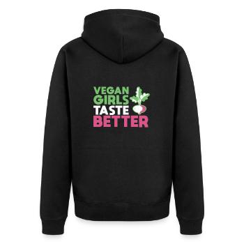 Les filles végétaliennes ont meilleur goût cadeau d’humour adulte - Veste à capuche bio Premium Unisexe - noir - Dos - Nico (187cm)