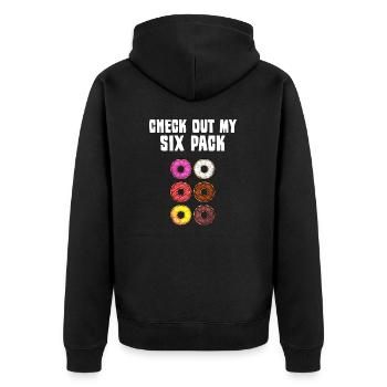 Lustiger Donut für Kinder Männer Frauen Donut Gym Sixpack - Unisex Premium Bio Zip Hoodie - Schwarz - Hinten - Nico (187cm)