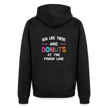 Laufen Sie, als gäbe es Donuts an der Ziellinie - Unisex Premium Bio Zip Hoodie - Schwarz - Hinten - Nico (187cm)