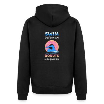 Schwimmen Sie, als gäbe es Donuts an der Ziellinie - Unisex Premium Bio Zip Hoodie - Schwarz - Hinten - Nico (187cm)