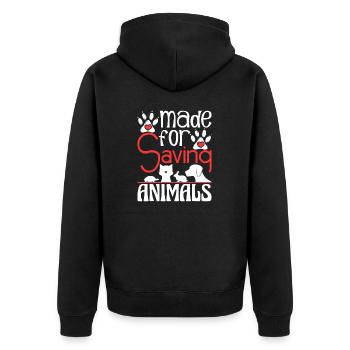 Made For Saving Animals - Veterinarian Veterinary - Unisex Premium Organic Zip Hoodie - black - Back - Nico (187cm)