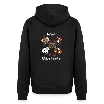 Funny Future Veterinarian Gift | Cute Aspiring Vet - Unisex Premium Organic Zip Hoodie - black - Back - Nico (187cm)