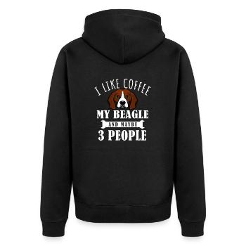 I Like Coffee Beagle And Maybe 3 People Funny Dog - Unisex Premium Organic Zip Hoodie - black - Back - Nico (187cm)