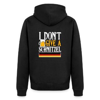 I Don't Give A Schnitzel German Beer Wurst Funny - Unisex Premium Organic Zip Hoodie - black - Back - Nico (187cm)