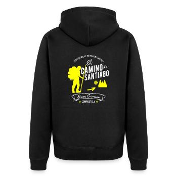 El Camino de Santiago Compostela Spanien Pilger - Unisex Premium Bio Zip Hoodie - Schwarz - Hinten - Nico (187cm)