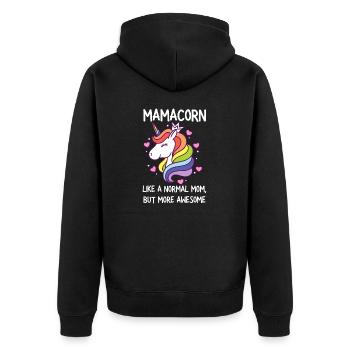 Funny Mamacorn Unicorn Costume Mom Mother's Day - Unisex Premium Organic Zip Hoodie - black - Back - Nico (187cm)