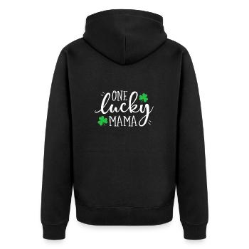Une maman chanceuse St Patricks Day Femmes Maman Mère - Veste à capuche bio Premium Unisexe - noir - Dos - Nico (187cm)