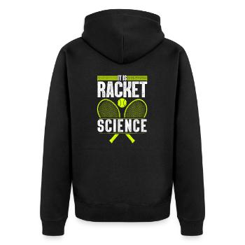 Cooles Tennis für Männer Damen Tennis Player Coach - Unisex Premium Bio Zip Hoodie - Schwarz - Hinten - Nico (187cm)