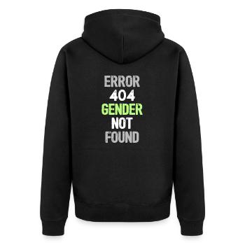 Error 404 Gender Not Found - Funny Agender Pride - Unisex Premium Organic Zip Hoodie - black - Back - Nico (187cm)