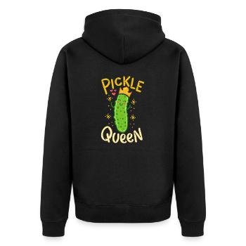 Gurkenkönigin Vegan Lustiges Gurkengemüse - Unisex Premium Bio Zip Hoodie - Schwarz - Hinten - Nico (187cm)