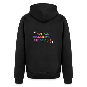 Nicht alle Behinderungen sind sichtbar behindert - Unisex Premium Bio Zip Hoodie - Schwarz - Hinten - Nico (187cm)