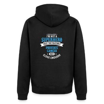 Prostate Cancer Awareness Ribbon - Unisex Premium Organic Zip Hoodie - black - Back - Nico (187cm)