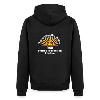 Demain a besoin de vous - Sensibilisation au suicide - Suicide - Veste à capuche bio Premium Unisexe - noir - Dos - Nico (187cm)