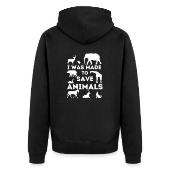 I Was Made To Save Animals - Animal Rescue - Unisex Premium Organic Zip Hoodie - black - Back - Nico (187cm)