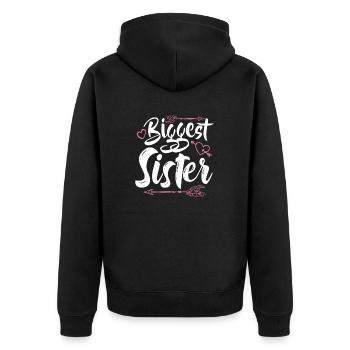 La plus grande sœur drôle assortie aux filles fraternelles - Veste à capuche bio Premium Unisexe - noir - Dos - Nico (187cm)