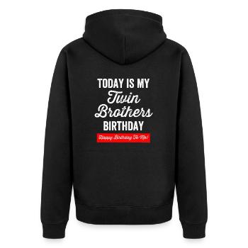 Zwillingsbruder Geschenk Zwillinge Geburtstag Lustiger Zwilling - Unisex Premium Bio Zip Hoodie - Schwarz - Hinten - Nico (187cm)