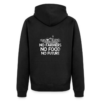 Keine Bauern, keine Nahrung, kein zukünftiger Bauer - Unisex Premium Bio Zip Hoodie - Schwarz - Hinten - Nico (187cm)